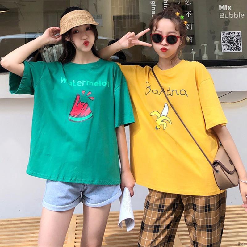 Áo thun nữ cổ tròn tay ngắn in hình trái cây