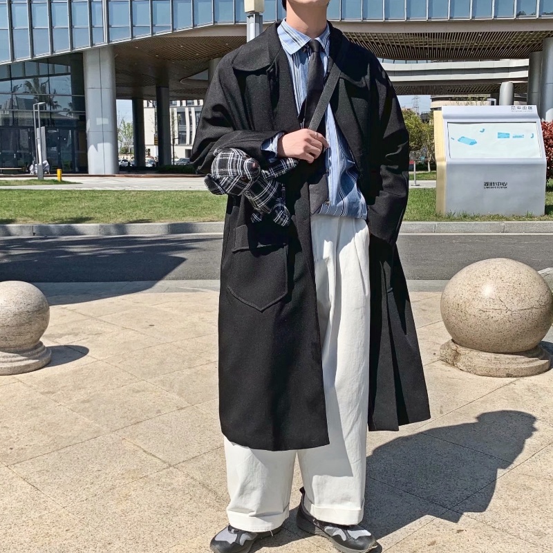 Áo khoác vest dáng dài màu trơn thoải mái phong cách mùa thu thanh lịch dành cho nam