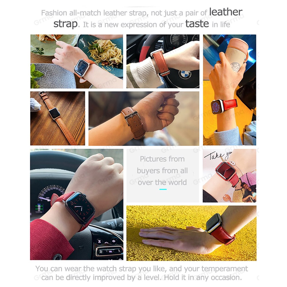Dây Đeo Da Sang Trọng Cho Đồng Hồ Apple watch 40Mm 44Mm 42Mm 38Mm Series 6 Se