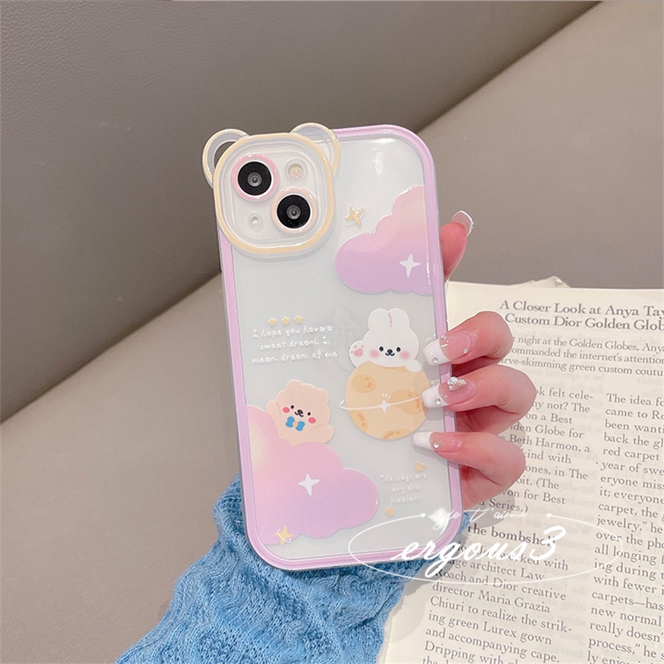 Ốp Điện Thoại Họa Tiết Thỏ / Gấu / Hành Tinh Cho iPhone 14 13 12 11 Pro Max SE2020 X XR Xs Max 7 8 6 6s Plus