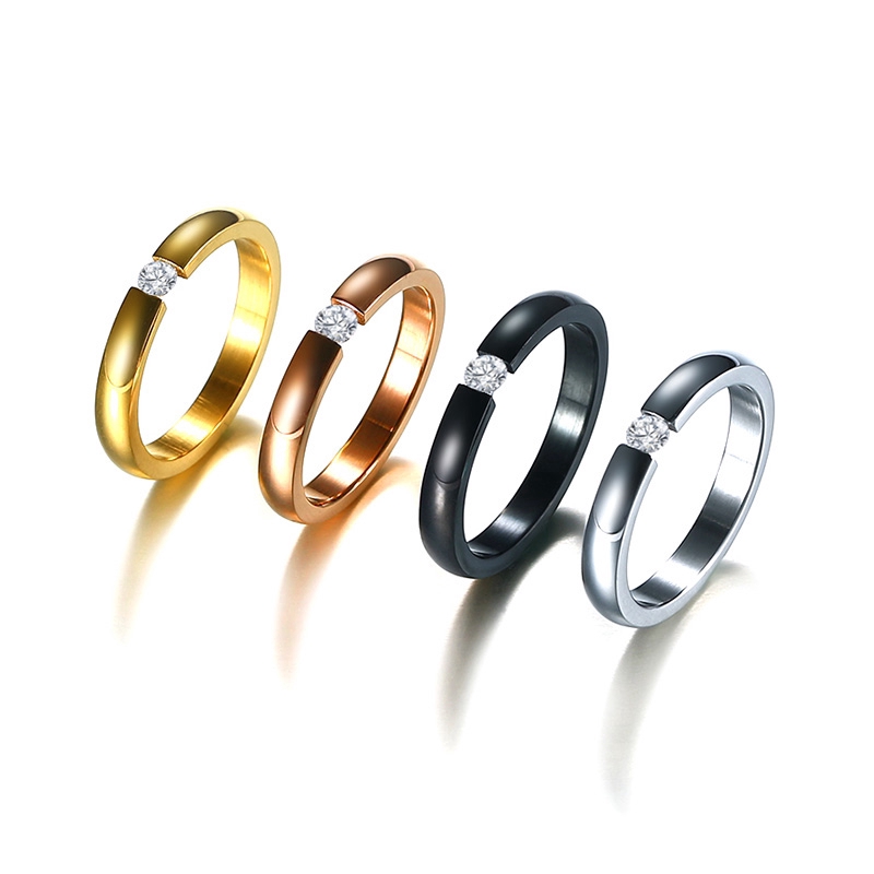 Nhẫn midi VNOX 3mm bằng hợp kim đính đá Cz