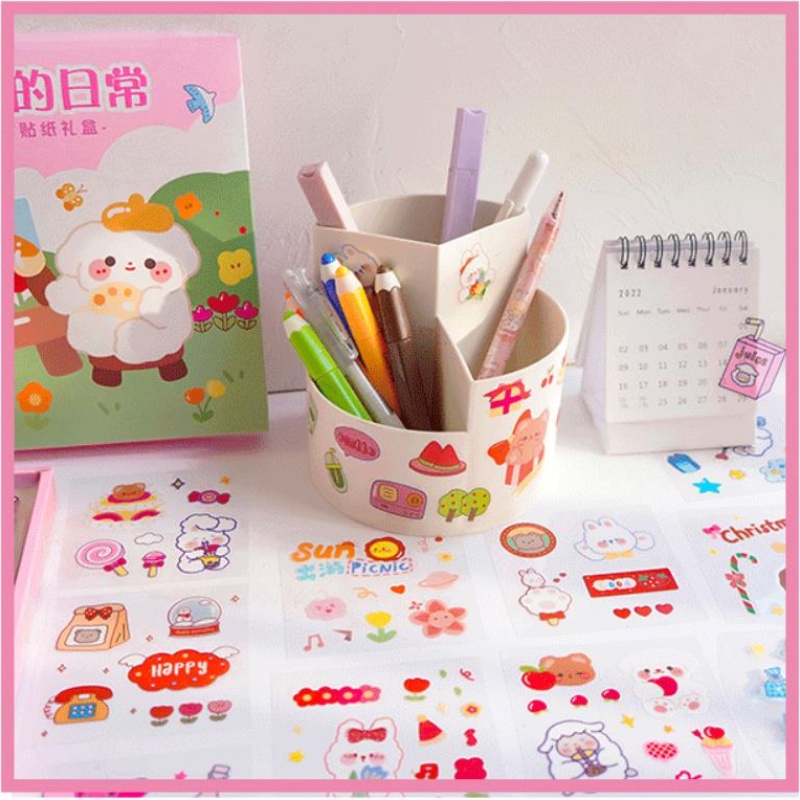 Bộ 100 Miếng Dán Trong Suốt Chống Nước Họa Tiết Hoạt Hình Dễ Thương Trang Trí Sổ Tay/ Điện Thoại