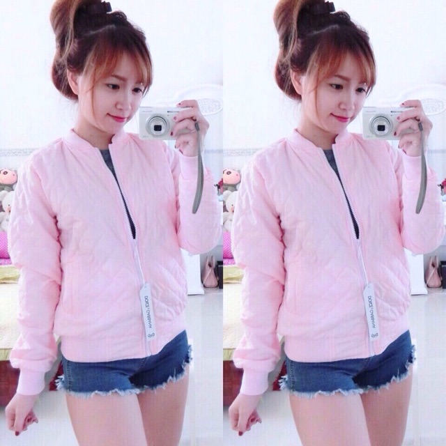 Áo khoác phao nữ chạy sọc caro siêu đẹp | BigBuy360 - bigbuy360.vn