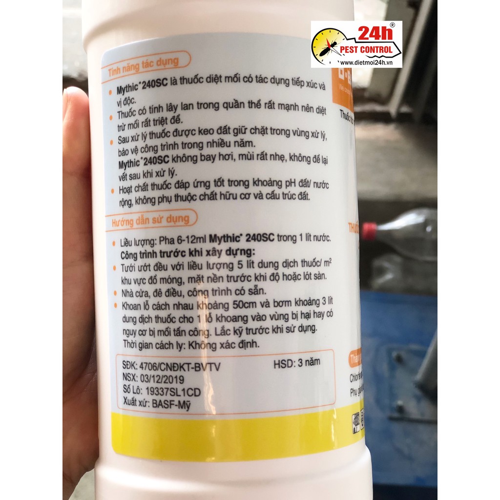 Thuốc diệt mối Mythic 240SC chai 1 lít – Công nghệ trừ mối từ BASF (Đức)