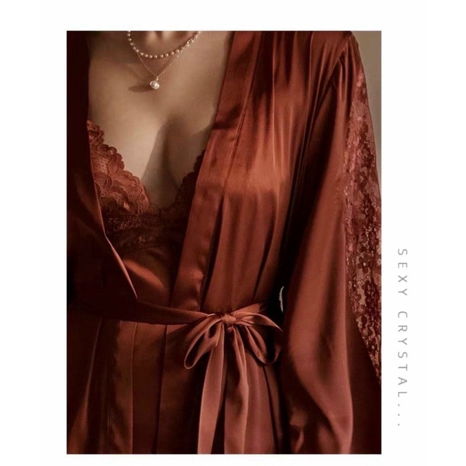 Áo choàng viền ren sang trong quyến rũ, áo choàng lẻ thắt dây gợi cảm | BigBuy360 - bigbuy360.vn