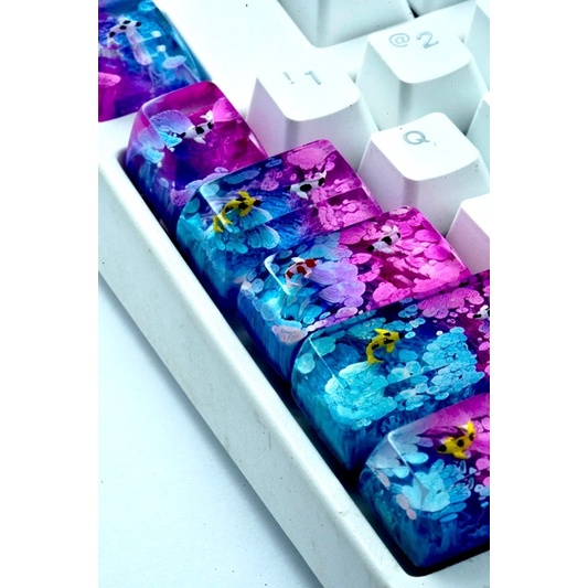 Nút bàn phím cơ Koi blue/pink.Keycap resin.Keycap arstian