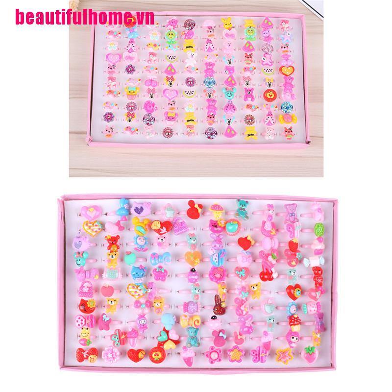 Bộ 10 nhẫn nhựa họa tiết hoạt hình dễ thương