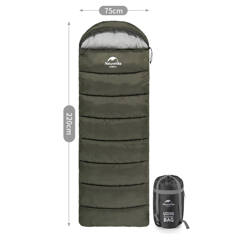 Túi Ngủ Mùa Đông Naturehike U250 NH20MSD07, Túi ngủ Cao Cấp Có Mũ Trùm, Lớp bông dày, Nhiệt Độ 5-15°C, Ghép Đôi - ĐI OUT