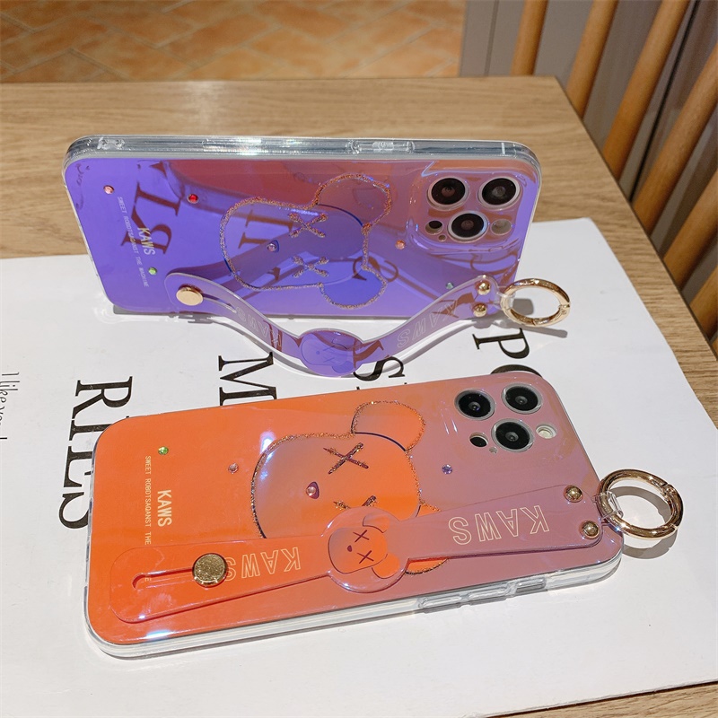 Ốp điện thoại hình gấu có giá đỡ chống sốc cho IPhone 12 13 11 Pro X XR Max Mini IPhone 8 7 Plus XS Max