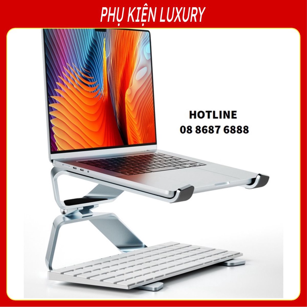 Giá đỡ kiêm kệ tản nhiệt nhôm cho macbook laptop P69 cao cấp, thiết kế công thái học độc lạ.