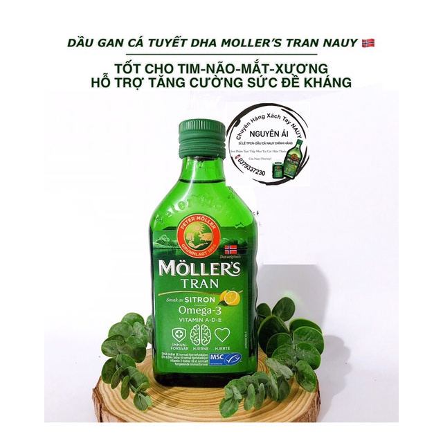 Dầu Gan Cá Tuyết Mollers Tran DHA Nauy [ Hương Chanh 250ml] | Thế Giới Skin Care