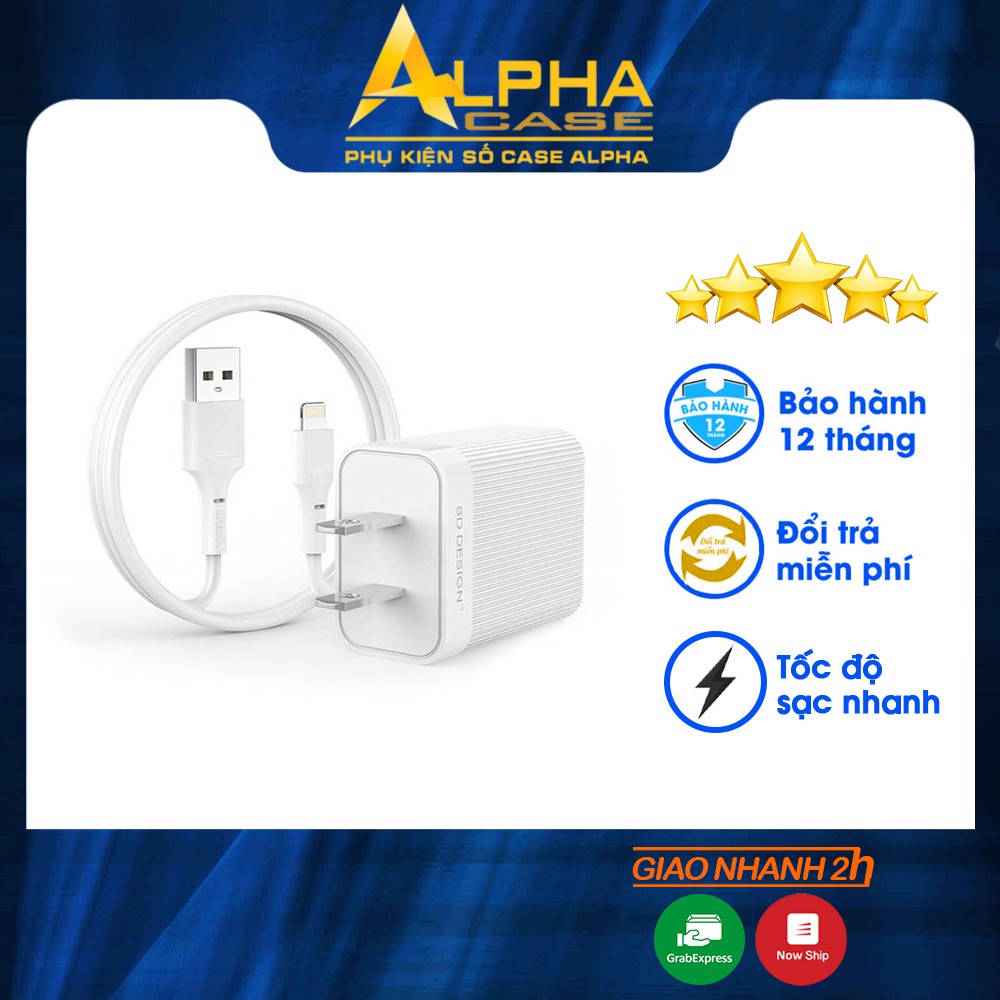 [Bảo Hành 99 Năm]Bộ Củ + cáp sạc SD DESIGN C66 chính hãng sạc nhanh an toàn cho điện thoại Android,Iphone