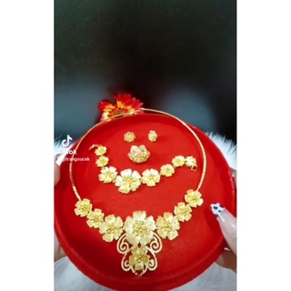 Bộ trang sức cưới chạm hoa mạ 24k siêu xinh p168