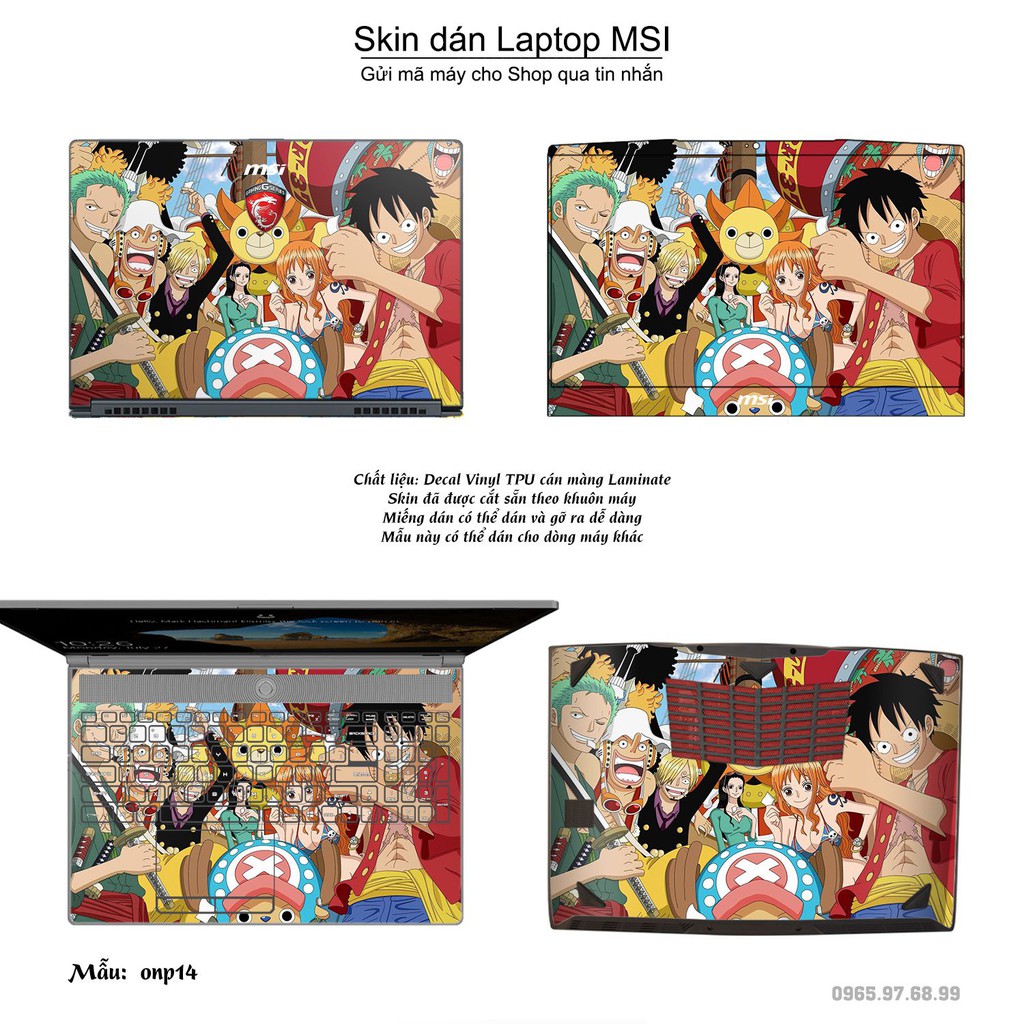 Skin dán Laptop MSI in hình One Piece nhiều mẫu 17 (inbox mã máy cho Shop)