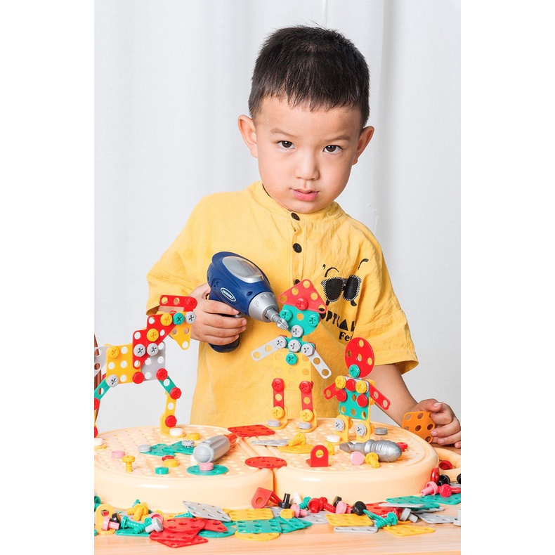 Bộ Đồ Chơi Lắp Ráp Cao Cấp Bé làm Kĩ Sư - Có Khoan Điện , Tua Vít, Cờ Lê - Đồ chơi Trí Tuệ