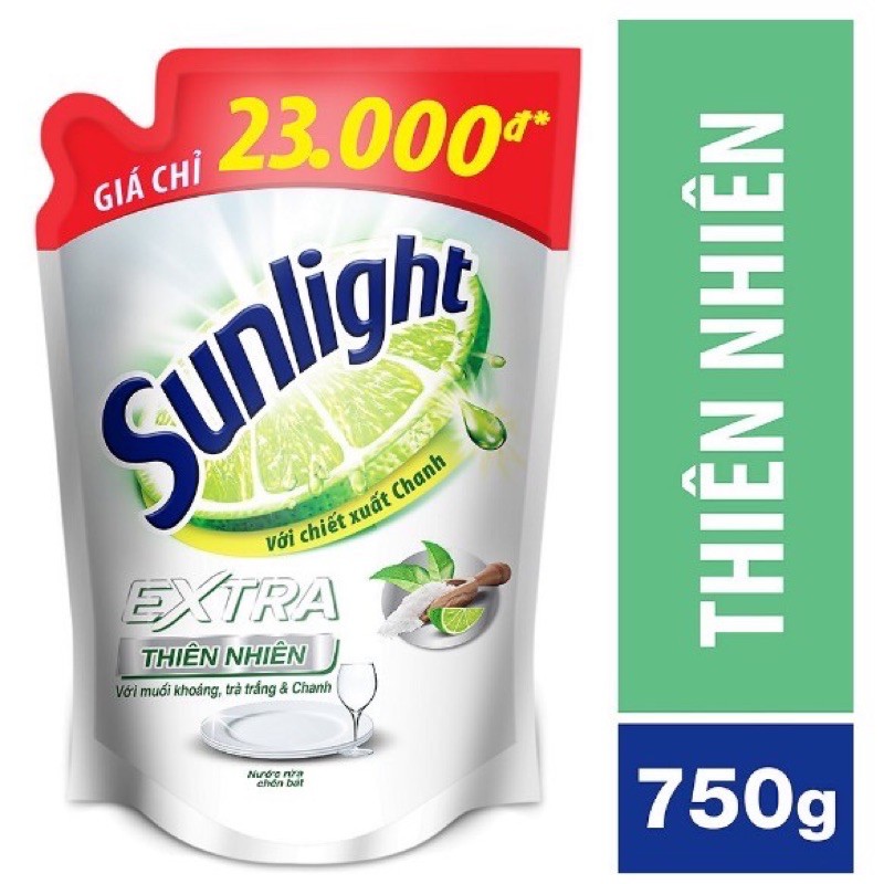combo 3 túi nước rửa chén sunlight lô hội 750ml