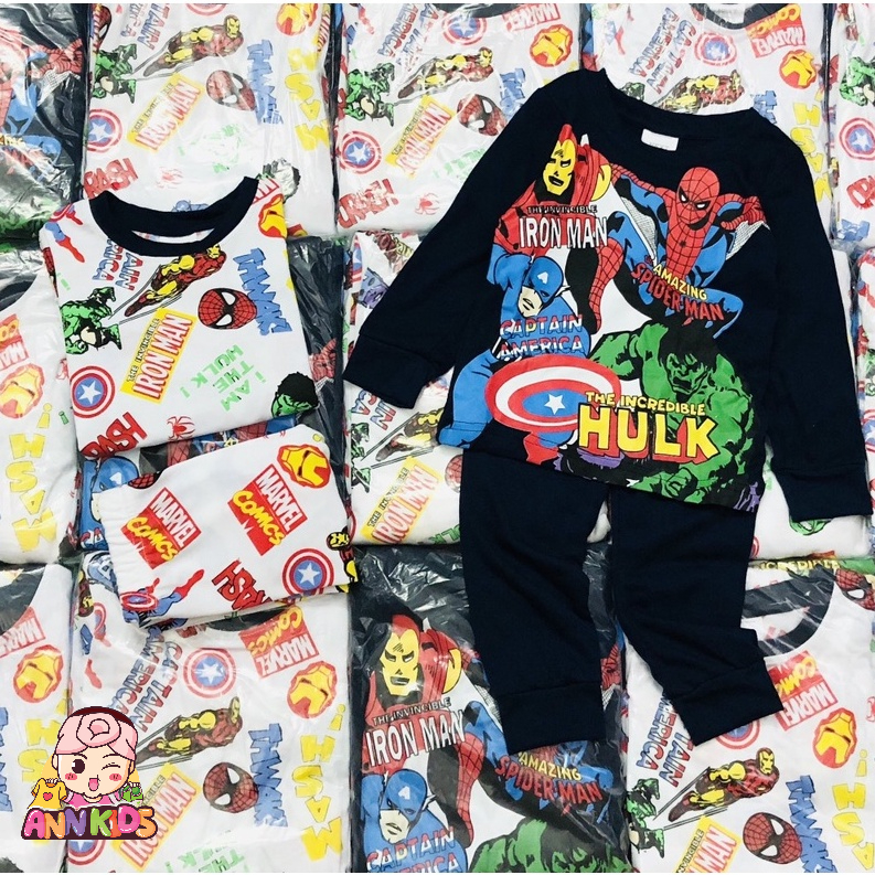 Bộ dài tay thu đông cho bé trai 2022 - Set 2 bộ dài tay Marvel Next chất cotton cho bé trai size 2-8t