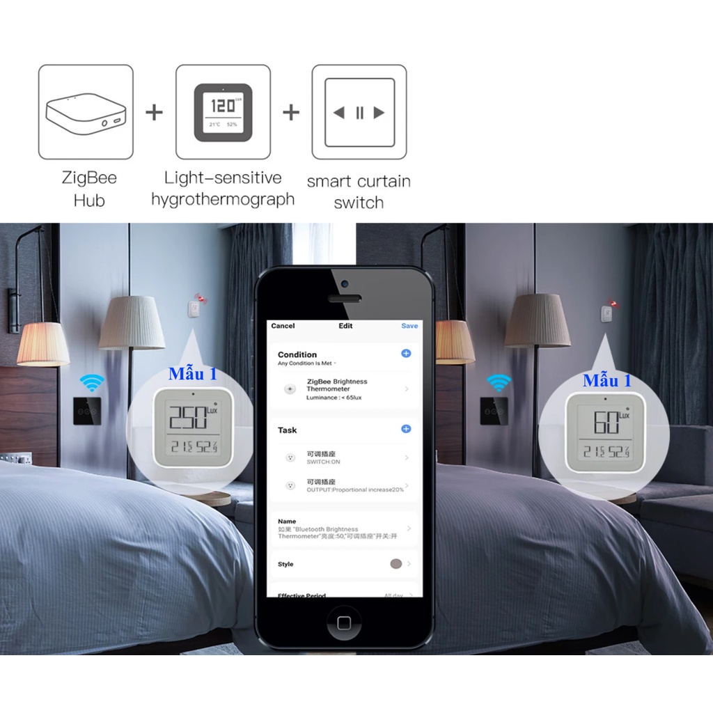 Cảm biến nhiệt độ, độ ẩm thông minh Hệ Tuya, kết nối Zigbee 3.0, App Smart Life/ Tuya/ Home Assistant