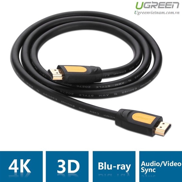 Cáp HDMI 2M hỗ trợ 3D full HD 4Kx2K Ugreen 10129 cao cấp - Hàng chính hãng