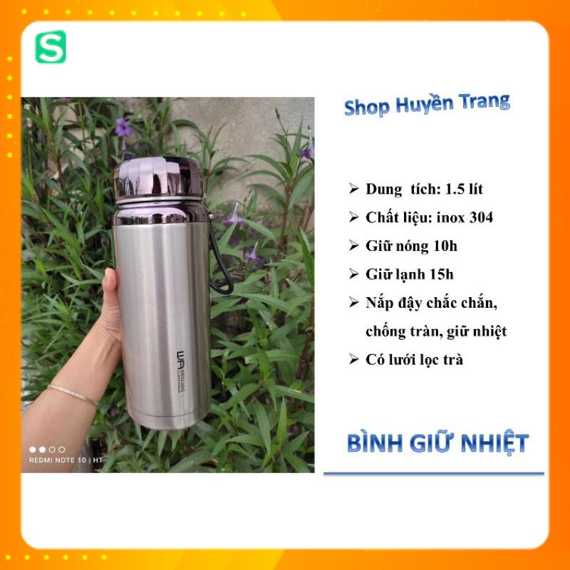 (Giữ nhiệt đến 12h) Bình giữ nhiệt inox 304, nắp bình cấu trúc kim cương 1500ml