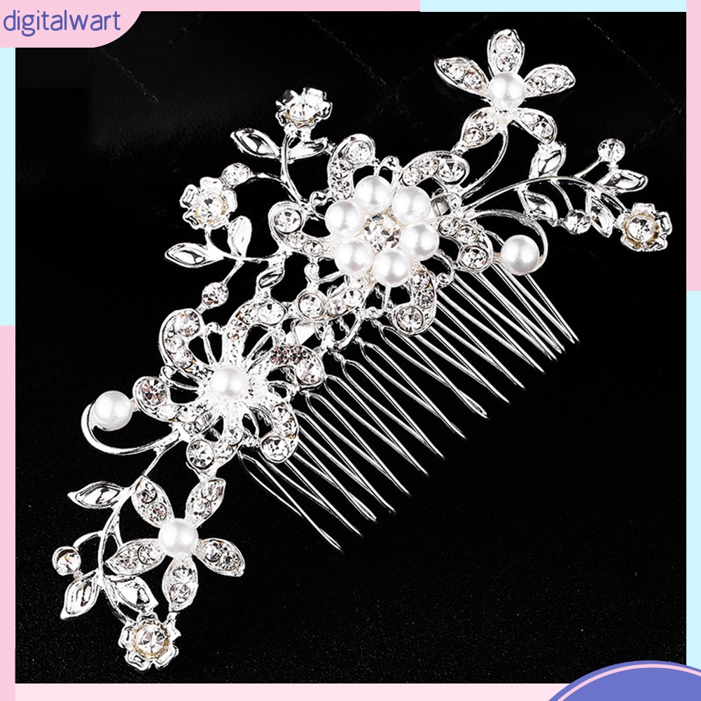 Lược Cài Tóc Hình Bông Hoa Đính Ngọc Trai Nhân Tạo Sang Trọng