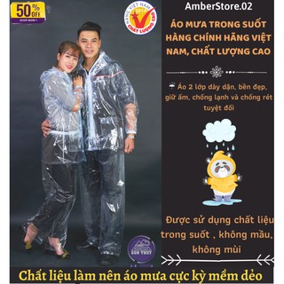 Bộ áo mưa trong suốt Sơn Thủy chính hãng có tem chống giả