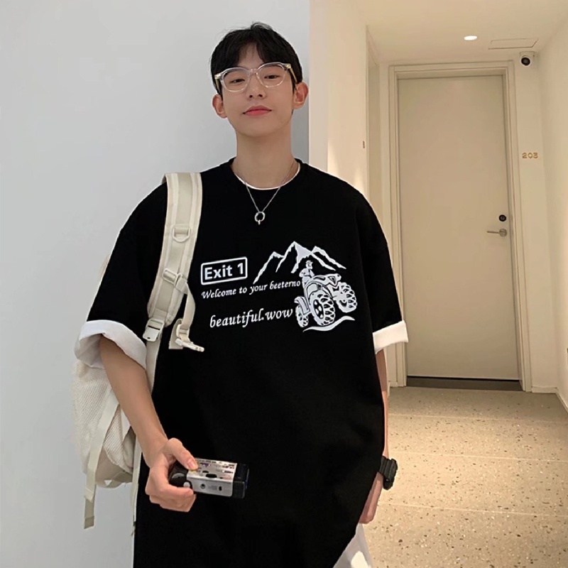 Áo Thun Tay Ngắn Dáng Rộng In Chữ Phong Cách Hip Hop Hàn Quốc Thời Trang Mùa Hè Cho Nam Size M-5XL