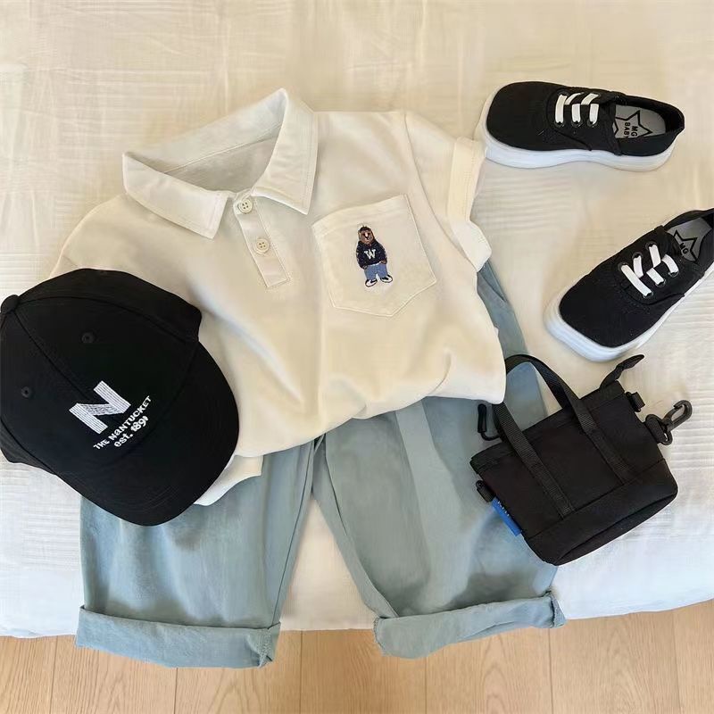 Áo Polo Cộc Tay Hình Thêu Cho Bé Trai Và Bé Gái, Áo Polo Cộc Tay Trẻ Em Anh Store