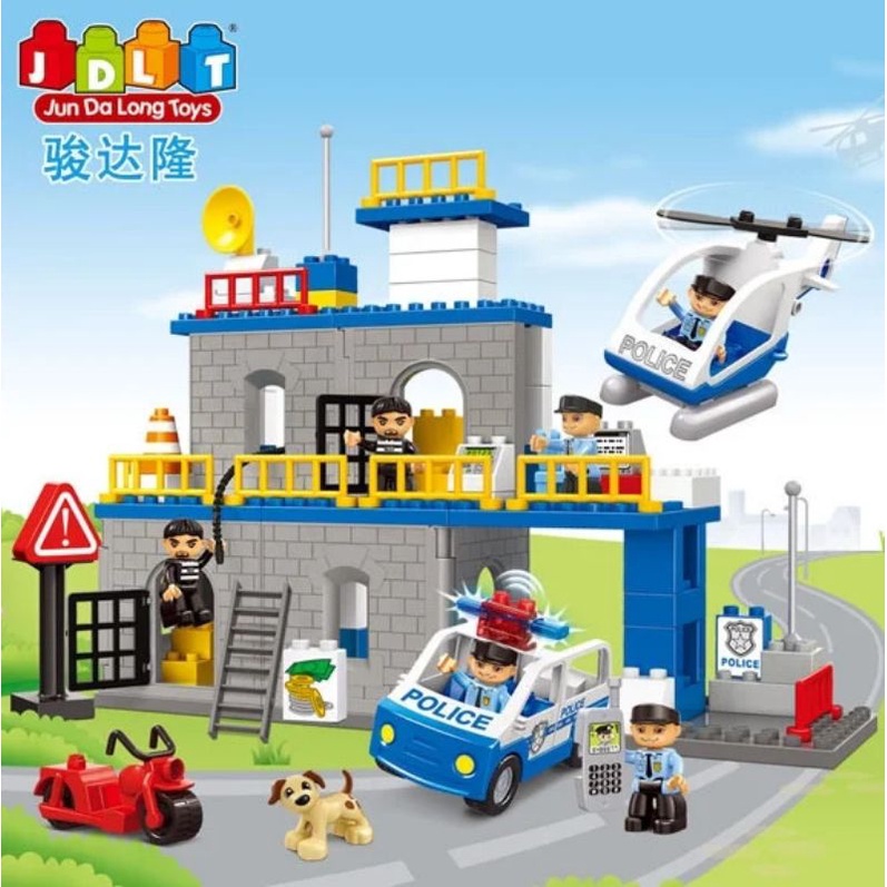 Bộ Xếp Hình non-Lego Duplo JDLT-5436 Lắp Ráp Trại Giam Cảnh Sát