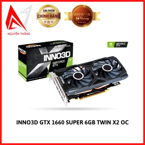 VGA CARD MÀN HÌNH INNO3D GTX 1660 SUPER TWIN X2 OC (6GB GDDR6, 192-BIT, HDMI+DP, 1X8-PIN)