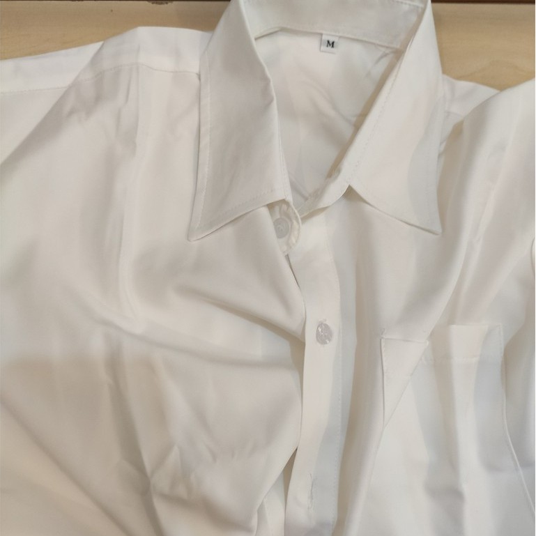 Áo sơ mi Lụa Nam Nữ Unisex - áo sơ mi tay dài màu trắng, vải lụa mềm mịn, không nhăn