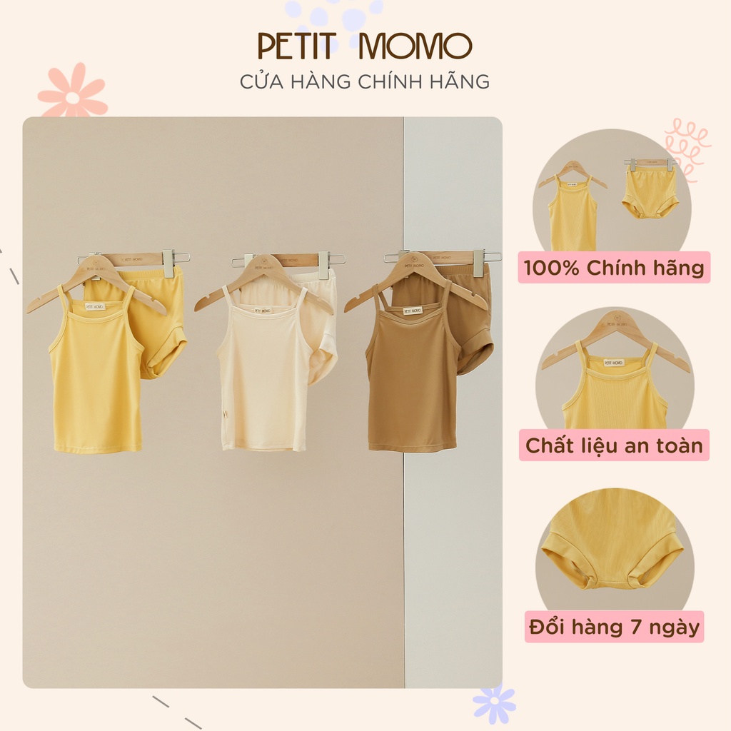 Bộ Quần Áo 2 Dây Bé Gái Mặc Nhà Mùa Hè Vải Thun Cotton Lạnh Siêu Mát PETIT MOMO H128