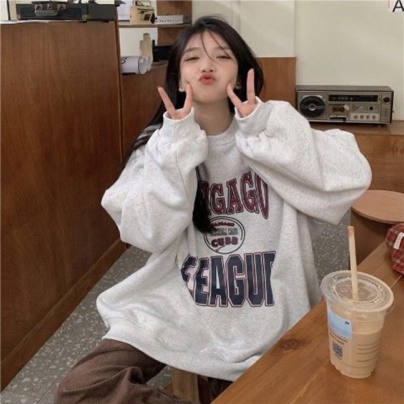 Áo sweater nỉ bông chi tiết phong cách mùa đông Âu Mỹ