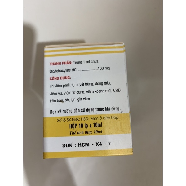 ĐẬU GÀ - mụn loét ngoài da - Tetramycin D 10ml - dùng cho cả trâu, bò, heo, gia cầm