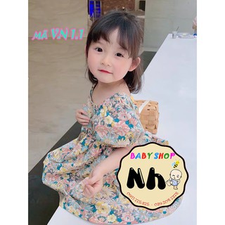 [ĐẦM HOA CHO BÉ YÊU] Chất vải thô hoa nơ lưng cho bé yêu