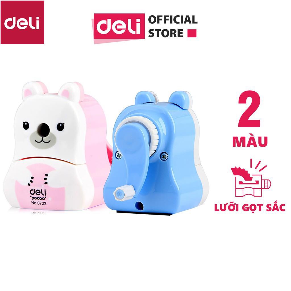 Gọt chì quay tay hình gấu Deli - Hồng/Xanh - 1 chiếc - 722 [Deli]