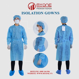 Áo choàng bảo hộ y tế chính hãng MYONE dùng trong phòng hộ, chống dịch (có combo 4 món)