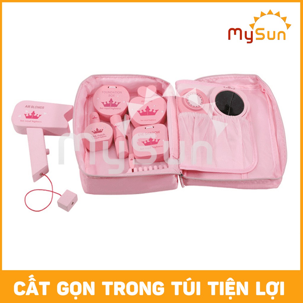 Bộ đồ chơi 🌸FREESHIP🌸 trang điểm trẻ em cho bé gái thật | Vali trang điểm búp bê cho bé gái bằng GỖ, túi VẢI - MYSUN