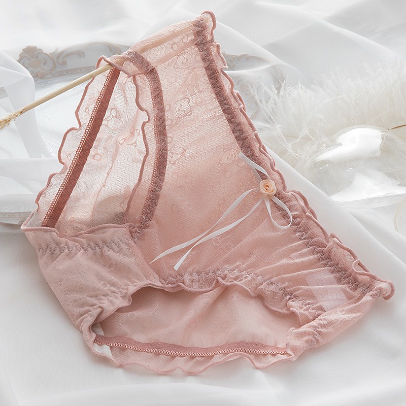 Quần Lót Ren Viền Bèo xuyên thấu mềm mại thoáng mát đính nơ MÃ 2831