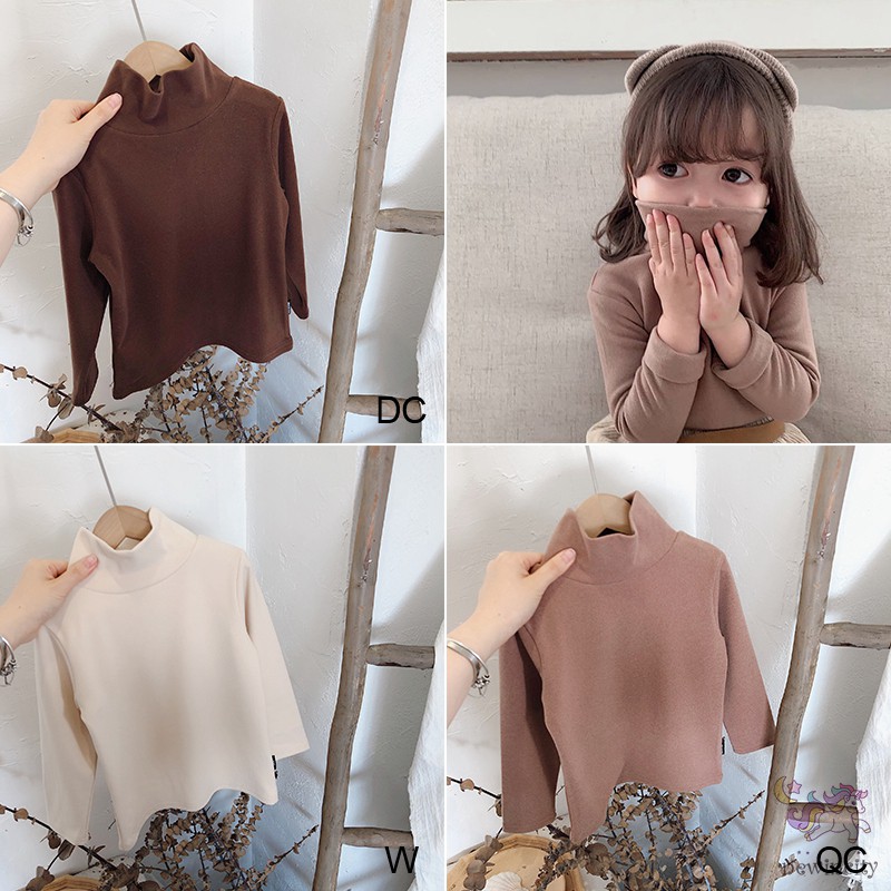 Áo Kiểu Hàn Quốc Cổ Cao Ấm Áp Thời Trang Mùa Đông Cho Bé Gái