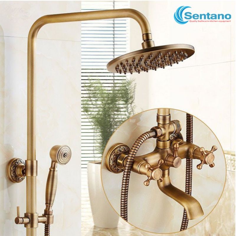 ✅GIÁ SỐC✅ Bộ sen cây tắm nóng lạnh.chất liêụ đồng thau giả cổ