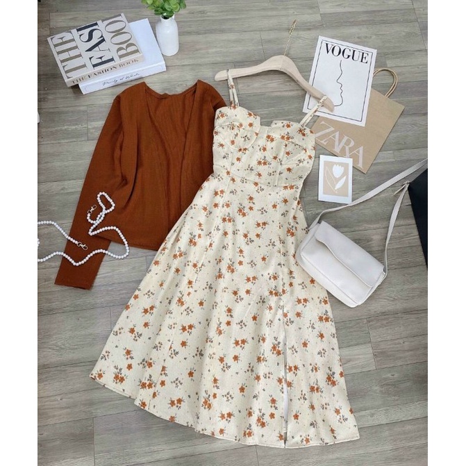 SET ĐẦM 2S HOA KÈM ÁO KHOÁC