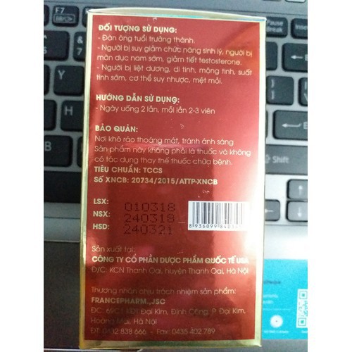 Sâm Nhung Bổ Thận TW2 Bổ Thận Tráng Dương - Tăng cường sinh lý Nam giới, bổ thận tráng dương sinh tinh