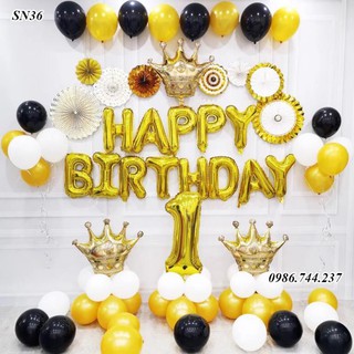 Đồ trang trí Set Bóng Sinh Nhật Happy Birthday Hoàng Gia
