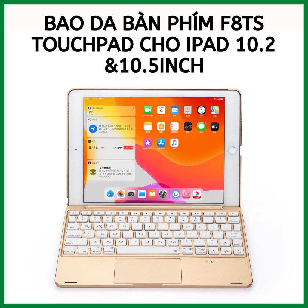 Bao da bàn phím F8TS có chuột dùng cho iPad 10.2 &10.5inch không xoay - Hàng nhập khẩu không xoay