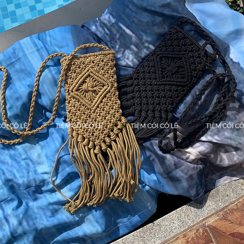 Túi dệt tua rua phong cách Boho độc đáo phóng khoáng - Tiệm Cói Cô Lê
