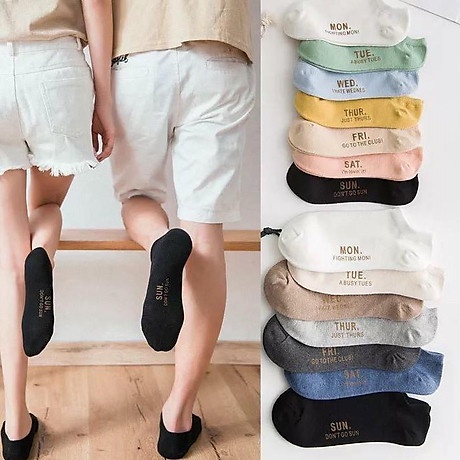(Mới, độc) Set 7 đôi Tất 7 màu 7 ngày cho nam, nữ