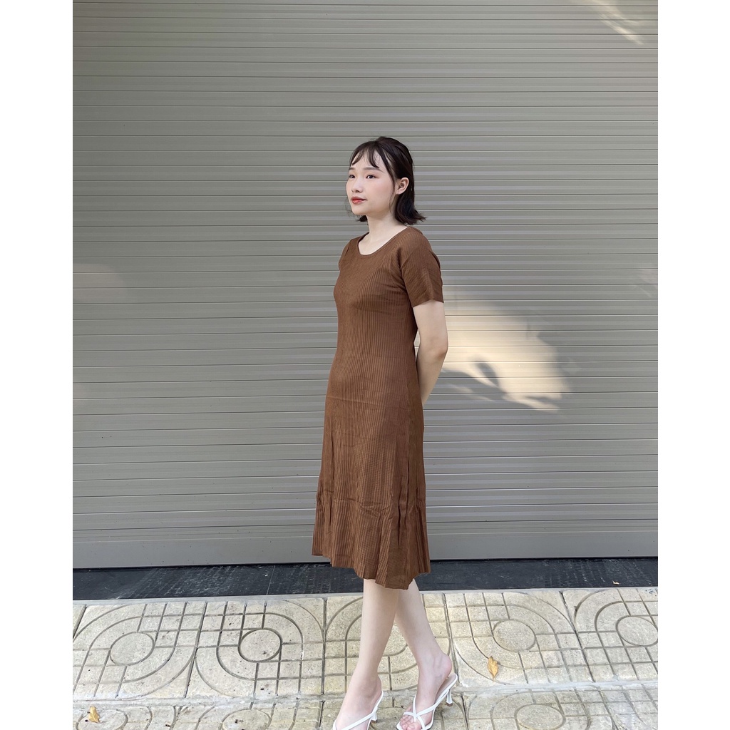 Váy bầu thu đông chất len cộc tay