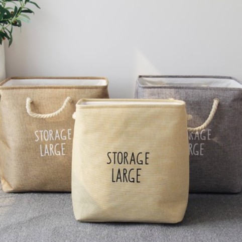 Thùng vải cát cứng đựng đồ Vintage dày dặn loại đẹp - Décor nhà Sò