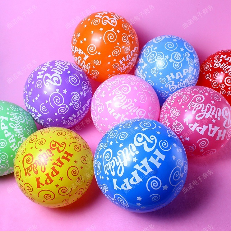 Sỉ vỏ bóng bay in chữ happy birthday trang trí MS01 ( gói 100 quả)